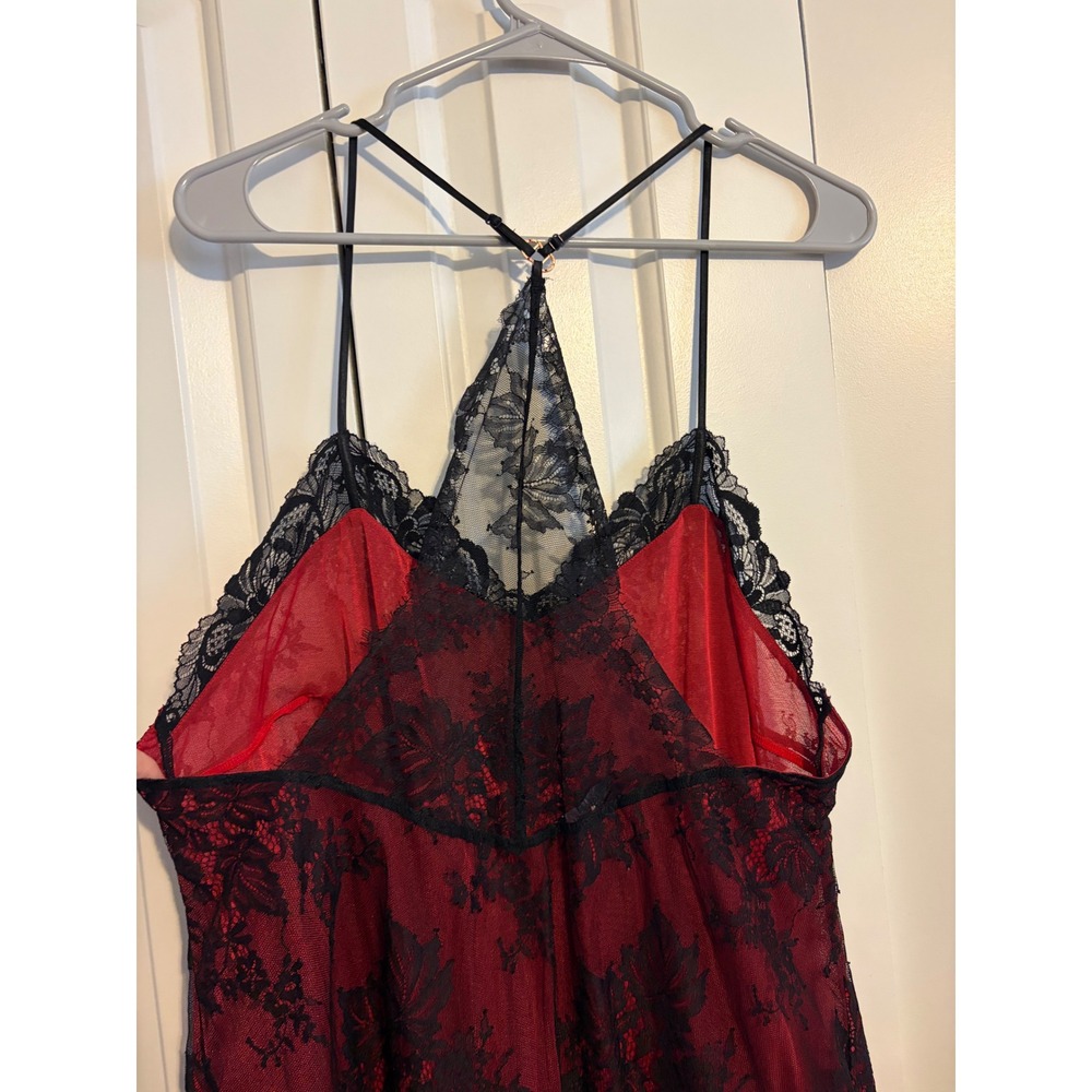 Lise Charmel Ecrin Desir Nightgown Lace Red Black Eyelash Trim Lingerie Chemise - Picture 7 of 11